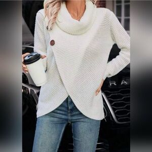 Cozy White Cowl Neck Sweater